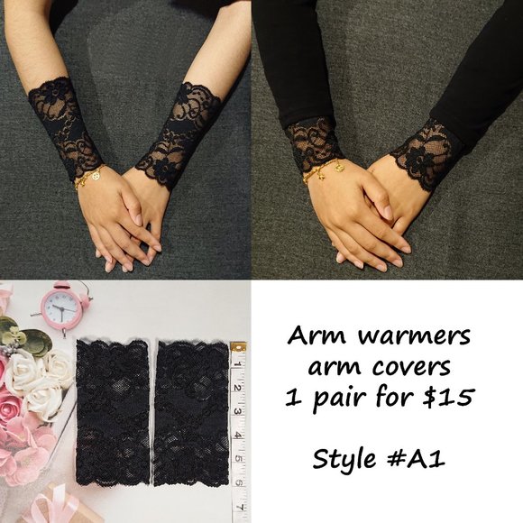 Lace fingerless evening gloves, Arm warmers, Arm Covers, Sleeve Extender - Picture 2 of 7